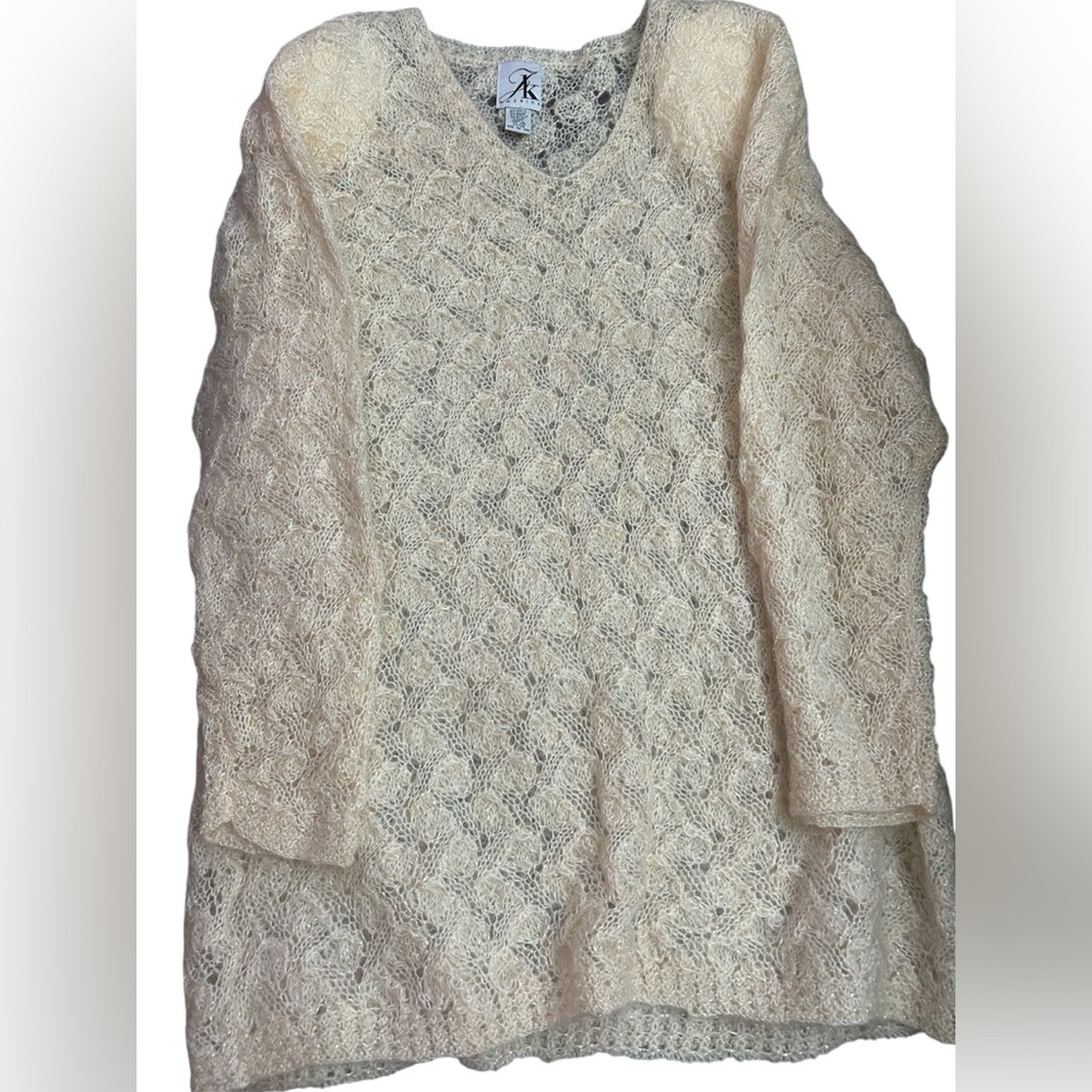 Light Cream Lace Knit Women's Sweater - Picture 7 of 7